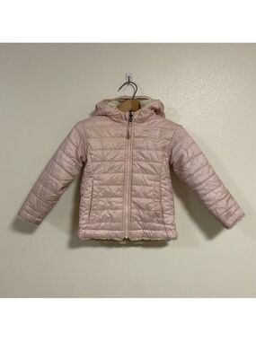 The North Face Jacket Toddler Size 4T Pink Quilted Hooded Reversible Jacket